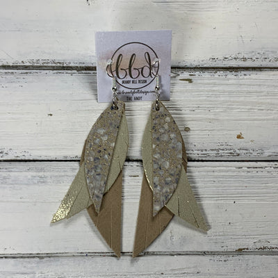 ANDY -  Leather Earrings  ||  <BR> IVORY STINGRAY, <BR> SHIMMER GOLD, <BR> PEARLIZED IVORY
