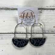 PIPER -  Leather Earrings  ||  <BR> BLACK & GRAY ANIMAL PRINT (CORK ON LEATHER)