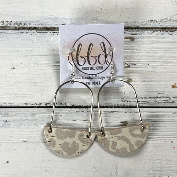 PIPER -  Leather Earrings  ||  <BR> NUDE LEOPARD (CORK ON LEATHER)