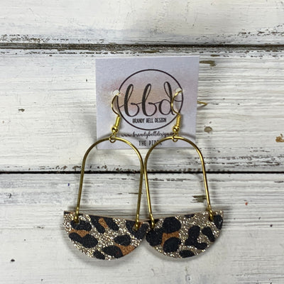 PIPER -  Leather Earrings  || <BR> GOLD GLITTER ANIMAL PRINT