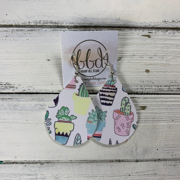 ZOEY (3 sizes available!) -  Leather Earrings  ||  SUCCULENTS (FAUX LEATHER)