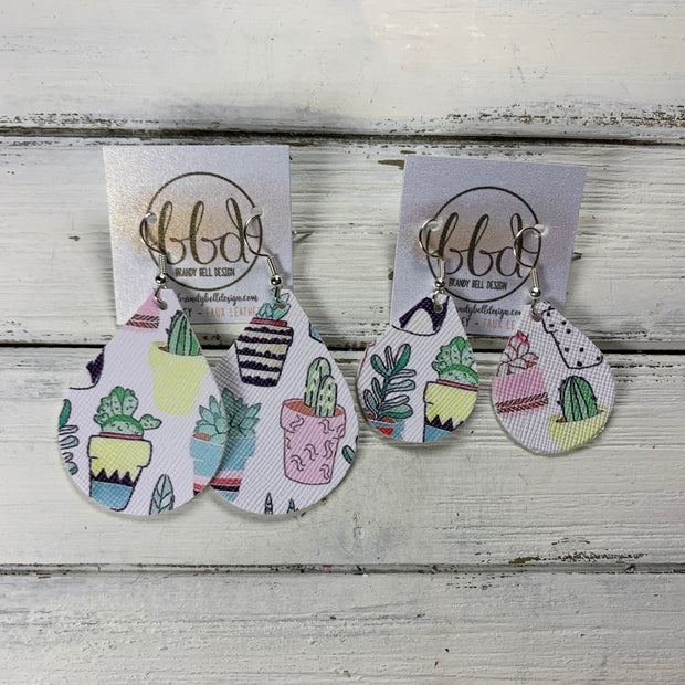 ZOEY (3 sizes available!) -  Leather Earrings  ||  SUCCULENTS (FAUX LEATHER)