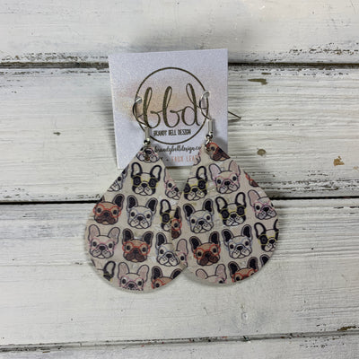ZOEY (3 sizes available!) -  Leather Earrings  ||  FRENCH BULLDOGS (FAUX LEATHER)