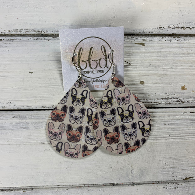 ZOEY (3 sizes available!) -  Leather Earrings  ||  FRENCH BULLDOGS (FAUX LEATHER)