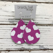 ZOEY (3 sizes available!) - Leather Earrings   ||  PURPLE/PINK HEARTS