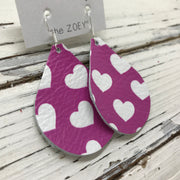 ZOEY (3 sizes available!) - Leather Earrings   ||  PURPLE/PINK HEARTS