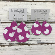 ZOEY (3 sizes available!) - Leather Earrings   ||  PURPLE/PINK HEARTS