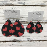 ZOEY (3 sizes available!) - Leather Earrings   ||  RED/BLACK HEARTS