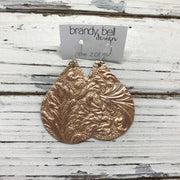 ZOEY (3 sizes available!) -  Leather Earrings  ||  METALLIC ROSE GOLD WESTERN FLORAL