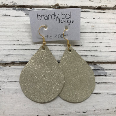 ZOEY (3 sizes available!) - Leather Earrings  ||  SHIMMER GOLD