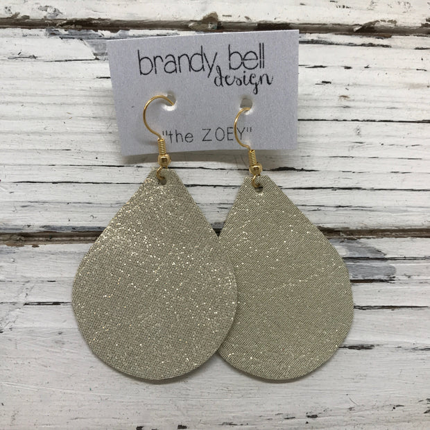ZOEY (3 sizes available!) - Leather Earrings  ||  SHIMMER GOLD