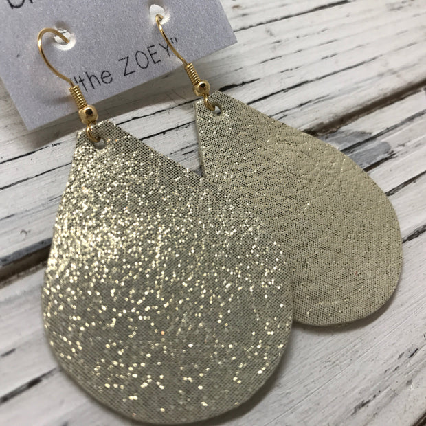 ZOEY (3 sizes available!) - Leather Earrings  ||  SHIMMER GOLD