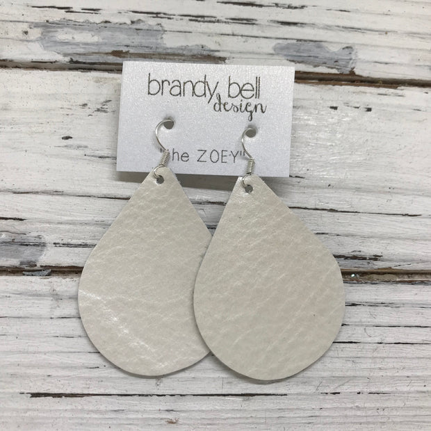 ZOEY (3 sizes available!) -  Leather Earrings  ||  PEARL