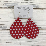 ZOEY (3 sizes available!) -  Leather Earrings  ||  RED WITH WHITE POLKADOTS