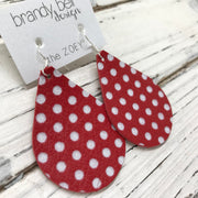 ZOEY (3 sizes available!) -  Leather Earrings  ||  RED WITH WHITE POLKADOTS