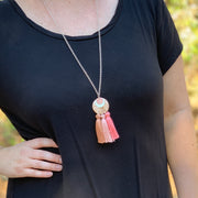 OOAK (One-of-a-Kind) Leather + Tassel Necklace || TOTAL TASSEL TAKEOVER <BR> AQUA MINT GLITTER, NEON YELLOW, PALE BLUE