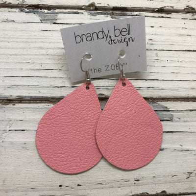 ZOEY (3 sizes available!) - Leather Earrings  ||  MATTE BABY PINK