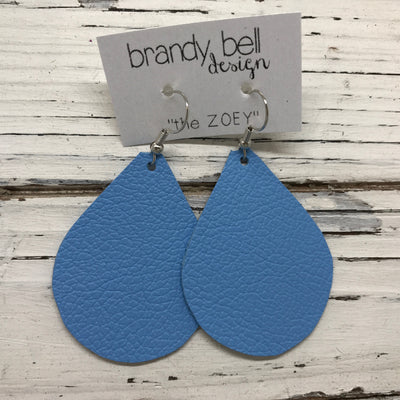ZOEY (3 sizes available!) - Leather Earrings  ||  MATTE CAROLINA BLUE