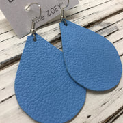 ZOEY (3 sizes available!) - Leather Earrings  ||  MATTE CAROLINA BLUE