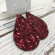 ZOEY (3 sizes available!)-  GLITTER ON CANVAS Earrings  (not leather)  || BURGUNDY GLITTER