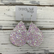 ZOEY (3 sizes available!)-  GLITTER ON CANVAS Earrings  (not leather)  ||  COTTON CANDY GLITTER