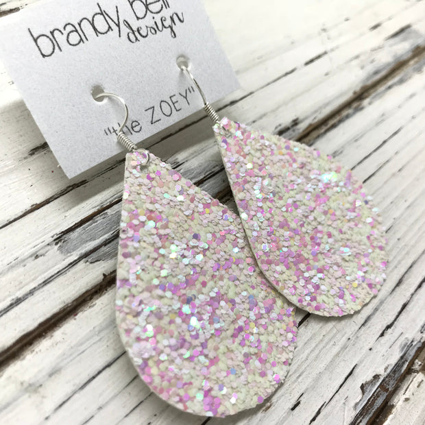 ZOEY (3 sizes available!)-  GLITTER ON CANVAS Earrings  (not leather)  ||  COTTON CANDY GLITTER