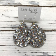 ZOEY (3 sizes available!)-  GLITTER ON CANVAS Earrings  (not leather)  ||  CHUNKY GOLD & SILVER GLITTER