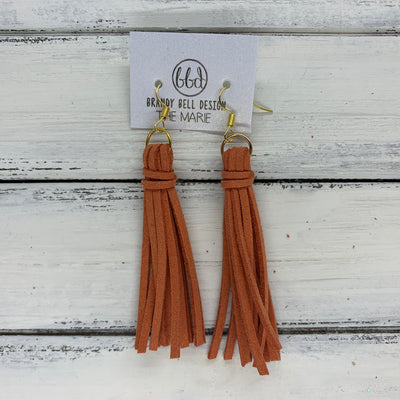 MARIE - Faux Suede Tassel Earrings  ||  RUST ORANGE