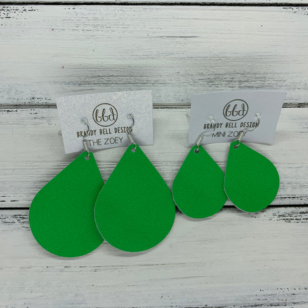 ZOEY (3 sizes available!) -  Leather Earrings  ||   MATTE NEON GREEN