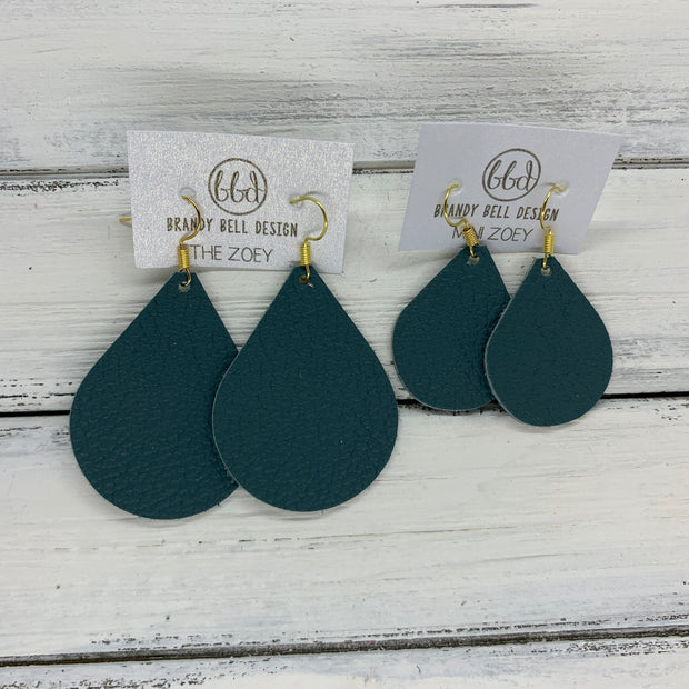 ZOEY (3 sizes available!) -  Leather Earrings  ||   MATTE SPRUCE GREEN