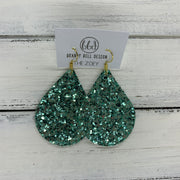 ZOEY (3 sizes available!) -  Leather Earrings  ||   SEAFOAM GREEN GLITTER (FAUX LEATHER)