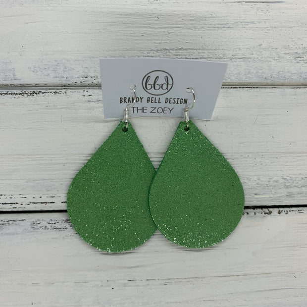 ZOEY (3 sizes available!) -  Leather Earrings  ||   SHIMMER BRIGHT GREEN