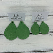 ZOEY (3 sizes available!) -  Leather Earrings  ||   SHIMMER BRIGHT GREEN