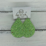 ZOEY (3 sizes available!) -  Leather Earrings  ||   GREEN APPLE GLITTER (FAUX LEATHER)