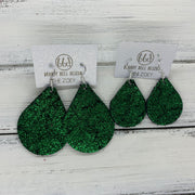 ZOEY (3 sizes available!) -  Leather Earrings  ||   SHIMMER GREEN ON BLACK