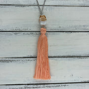 TASSEL NECKLACE - CAROLINA    ||  PEACH TASSEL WITH DECORATIVE BEAD