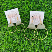 JULIA - Leather Earrings OR Necklace ||   IVORY & METALLIC GOLD CHINESE FAN (* 3 options available)