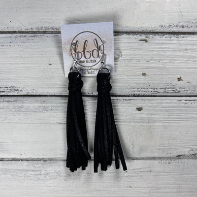 MARIE - Faux Suede Tassel Earrings  ||  SPARKLE BLACK