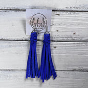 MARIE - Faux Suede Tassel Earrings  ||  SPARKLE COBALT BLUE