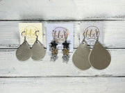 FALLING STARS -  Leather Earrings  ||   <BR> BLACK FINE GLITTER, <BR> GOLD FINE GLITTER, <BR> SILVER FINE GLITTER