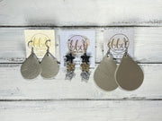 FALLING STARS -  Leather Earrings  ||  <BR> WHITE FINE GLITTER
