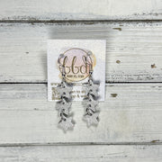 FALLING STARS -  Leather Earrings  ||  <BR> WHITE FINE GLITTER