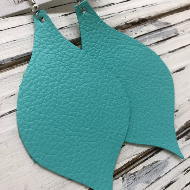 NOELLE - Leather Earrings  || MATTE ROBINS EGG BLUE/AQUA