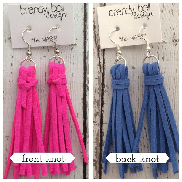 MARIE - Faux Suede Tassel Earrings  ||  NEON PINK