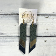 CODY - Leather Earrings  || <BR> OLIVE BRAID, <BR> METALLIC GOLD SMOOTH, <BR> SHIMMER BLACK