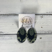 DIANE - Leather Earrings  || <BR> OLIVE BRAID, <BR> SHIMMER BLACK, <BR> FERN GREEN CAMOUFLAGE