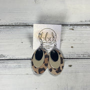 DIANE - Leather Earrings  || <BR> METALLIC BLACK SMOOTH, <BR> METALLIC CHAMPAGNE SMOOTH, <BR> CARAMEL CHEETAH