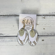 DIANE - Leather Earrings  || <BR> SHIMMER GOLD, <BR> MATTE WHITE, <BR> WHITE & GOLD CHEVRON