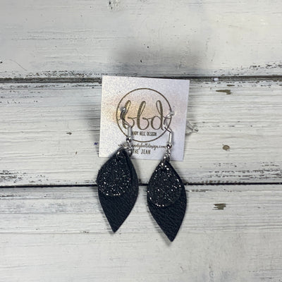 JEAN - Leather Earrings  || <BR> SHIMMER PEWTER, <BR> MATTE BLACK