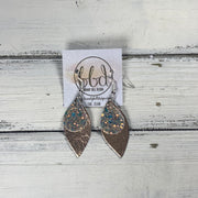 JEAN - Leather Earrings  || <BR> GLAMOUR GLITTER (FAUX LEATHER), <BR> METALLIC ROSE GOLD SMOOTH